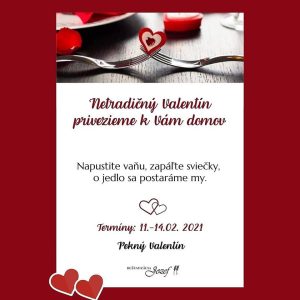 Netradičný Valentín privezieme k vám domov

Zapáľte sviečky o ostatné sa postaráme my.
Reštaurácia Jozef II. si pre Vás pripravila valentínske menu.